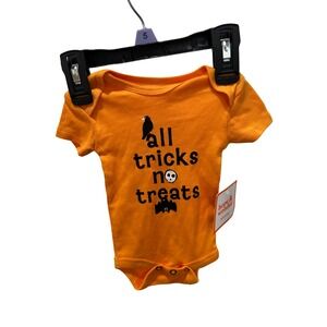 Hop & Wonder "All Tricks No Treats" Halloween Baby Bodysuit –‎ Orange Newborn